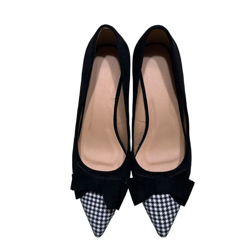 Fashionable‎ Chunky Heels Women’s Pumps Black High Heels With Bows EU 42 (10.5)